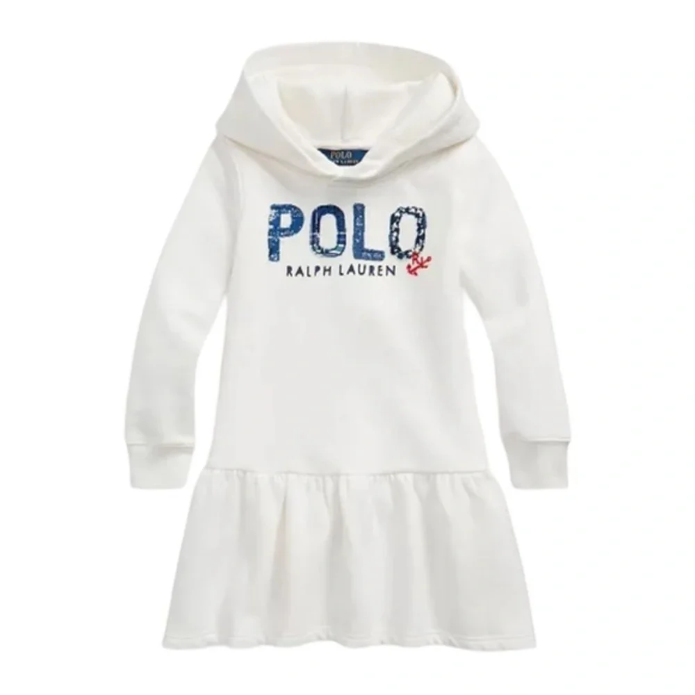 POLO RALPH LAUREN GIRLS LOGO FLEECE HOODIE DRESS NWOT